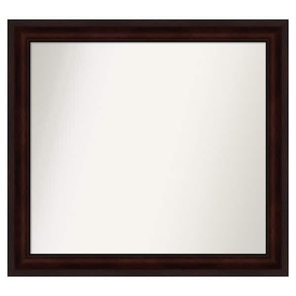 Amanti Art Coffee Bean Brown 35.25 in. x 32.25 in. Custom Non-Beveled Satin Recycled Polystyrene Framed Vanity Wall Mirror