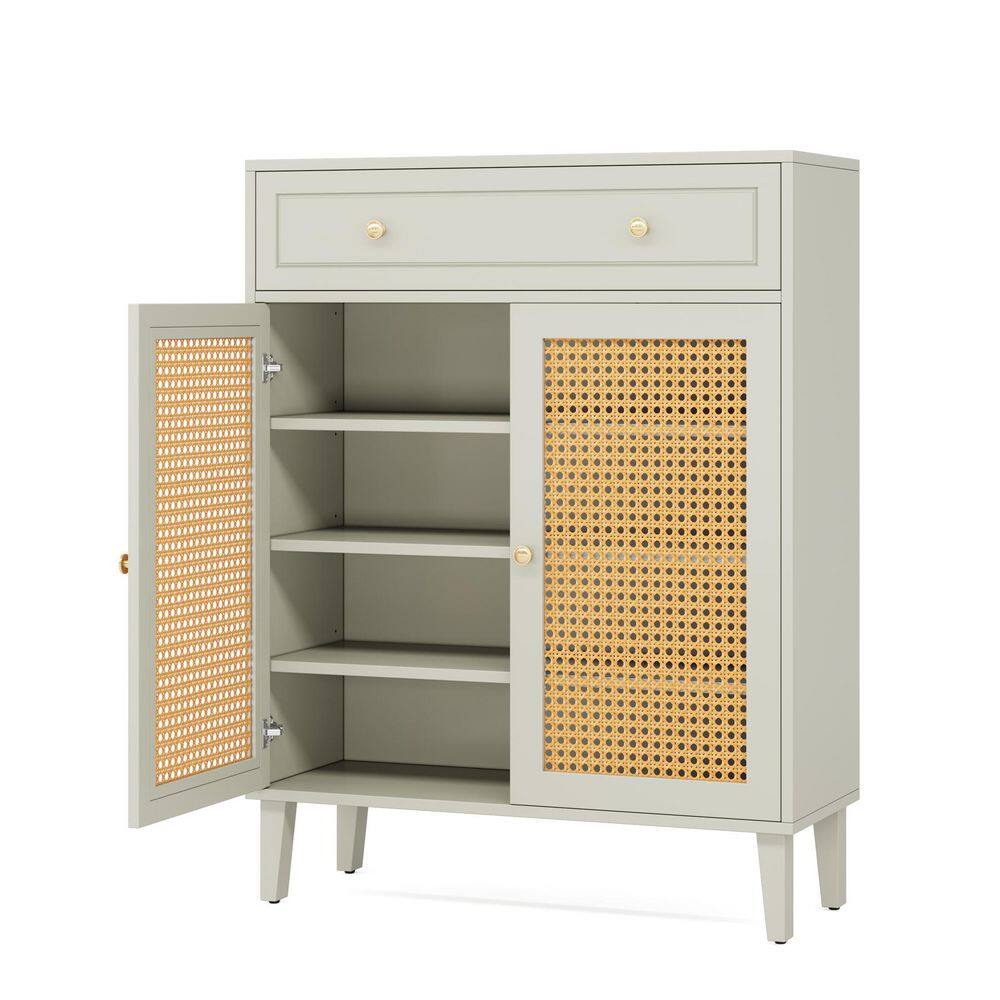 Ahlivia Mint Green 43.7 in. H Modern 5 Tiers Shoe Storage Cabinet ith Adjustable Shelf, Rattan Shoes Organizer price history on PriceWatchPro