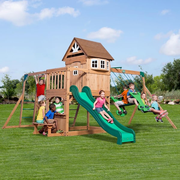 Backyard Discovery Montpelier All Cedar Swing Set 30211dcom The Home Depot
