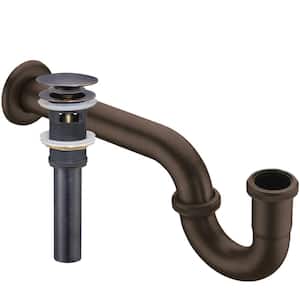 Decorative 1.25 in. Solid Brass U-Shaped P- Trap with Pop-Up Drain With Overflow in Oil Rubbed Bronze