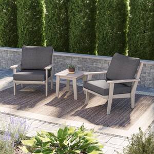 POLYWOOD Grant Park White 3-Piece Deep Seating Set with Navy