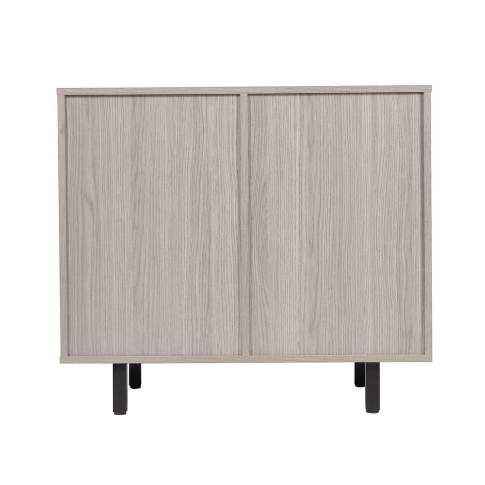 Gray Wood and Metal Bar Sideboard with Adjustable Shelf