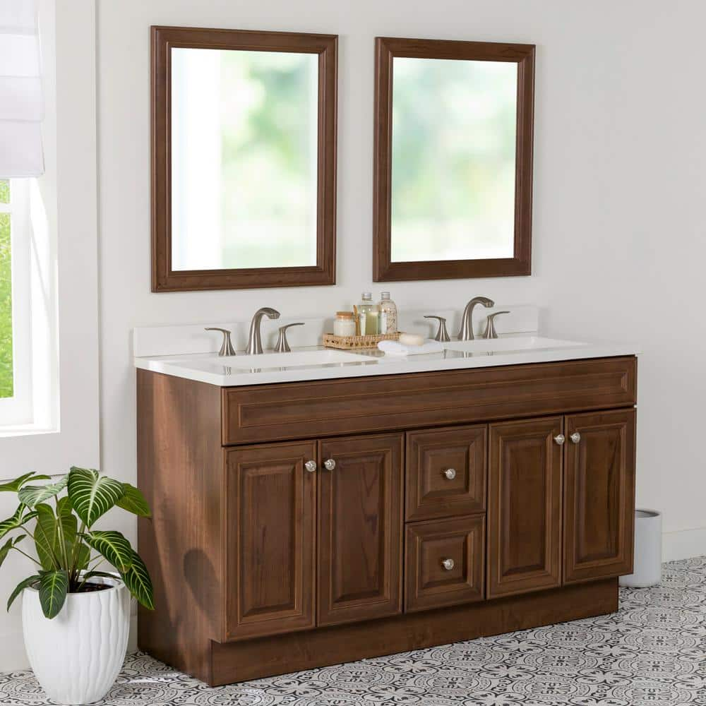 Reviews for Glacier Bay Glensford 61 in. Double Sink Butterscotch Bath ...