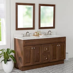 Glensford 61 in. W x 22 in. D x 39 in. H Double Sink  Bath Vanity in Butterscotch with White Cultured Marble Top