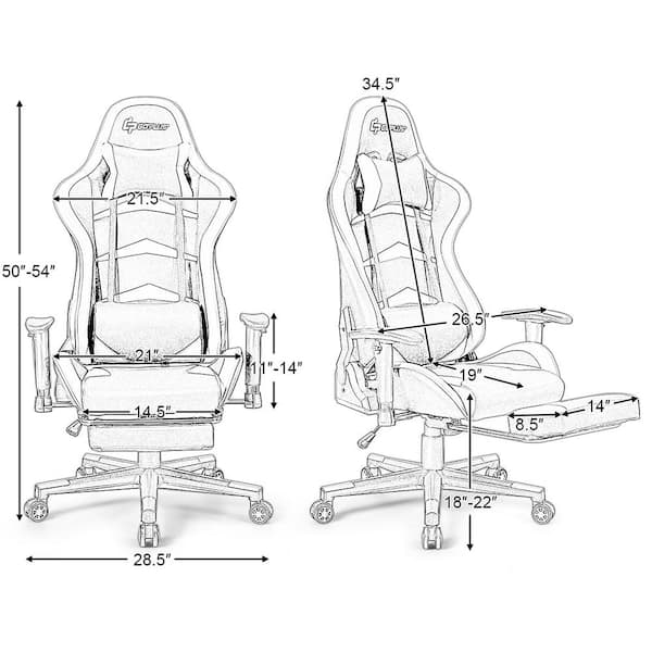 massage led gaming chair with lumbar support & footrest