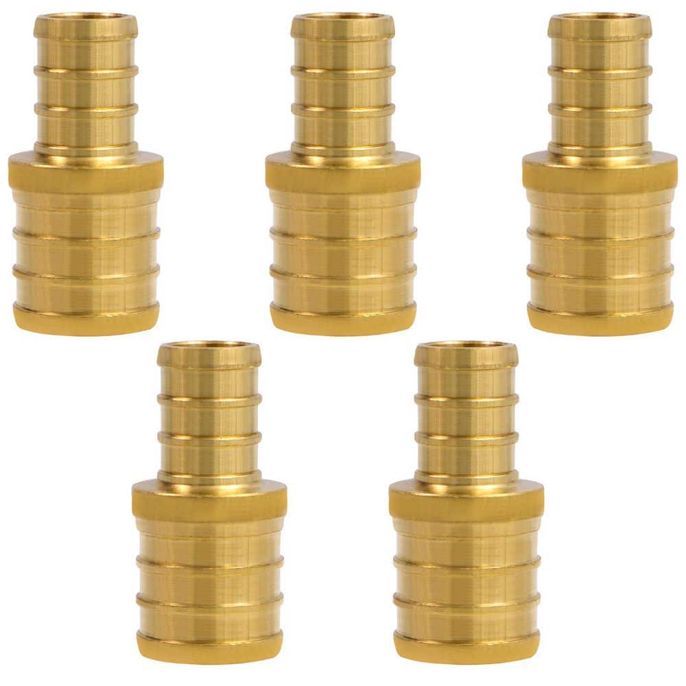6-Pack 5/16 Inch PEX Brass Coupling Fittings - Straight Connectors For Plumbing & RV Repairs