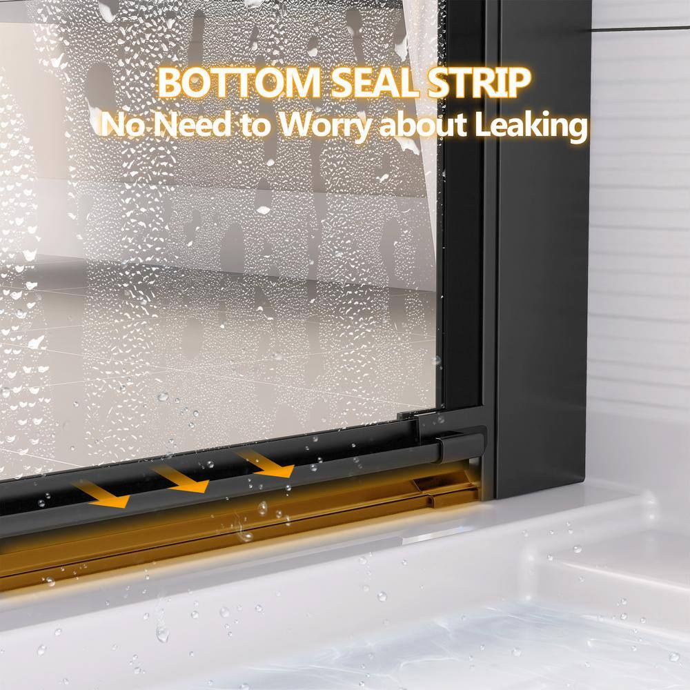 Matte Black Frameless Pivot Shower Door with Clear Glass, 32" x 72"