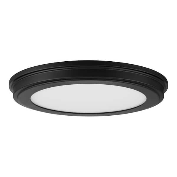 13 in. Matte Black Edge Lit 3CCT LED Flush Mount (2-Pack)