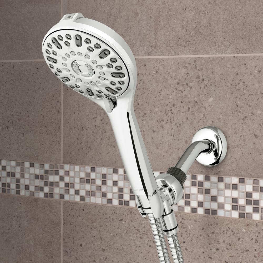 Chrome 7-Spray Wall Mount Handheld Shower Head