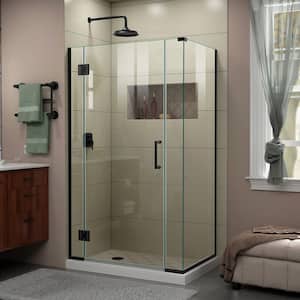 Unidoor-X 39.5 in. W x 30-3/8 in. D x 72 in. H Frameless Hinged Shower Enclosure in Matte Black