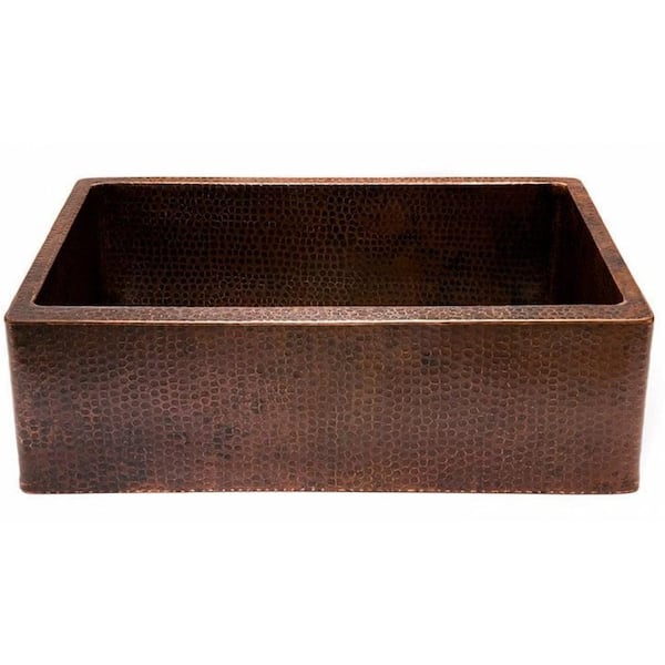Unbranded Copper 16-Gauge Copper 27 in. W Single Bowl 10 mm Radius Farmhouse Apron Kitchen Sink
