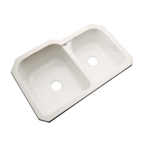 Thermocast Cambridge Undermount Acrylic 33 in. 0-Hole Double Bowl Kitchen Sink in Almond