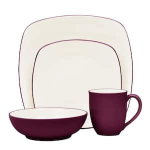 Colorwave 4-Piece Burgundy Stoneware Square Place Setting (Service for 1)