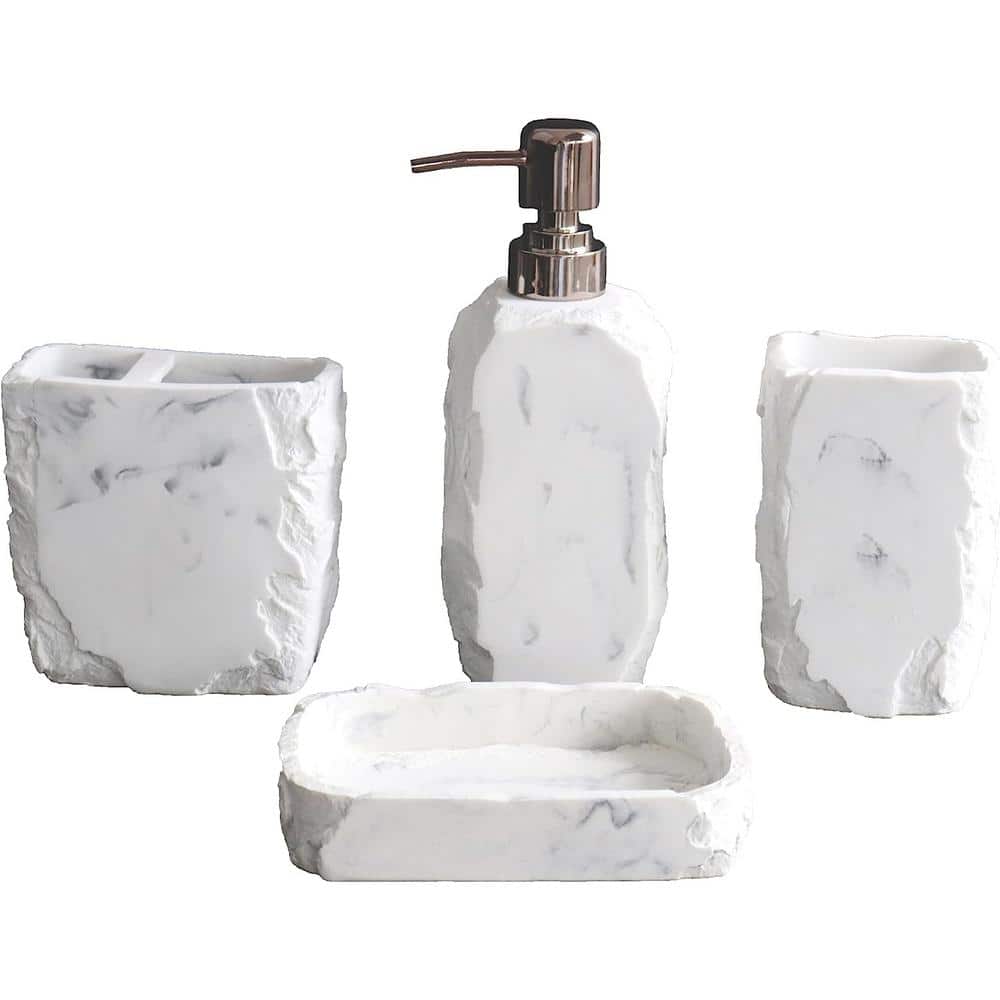 Dyiom Bathroom Accessories Set 6-Piece Plastic Gift Set, White B08P49FPPK -  The Home Depot