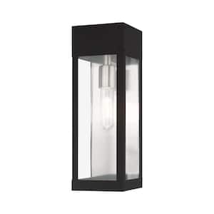 Lyncrest 15 in. 1-Light Black Outdoor Hardwired Wall Lantern Sconce with No Bulbs Included