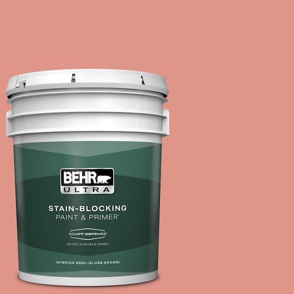 BEHR ULTRA 5 gal. #BIC-18 Fresh Watermelon Extra Durable Semi-Gloss Enamel Interior Paint & Primer