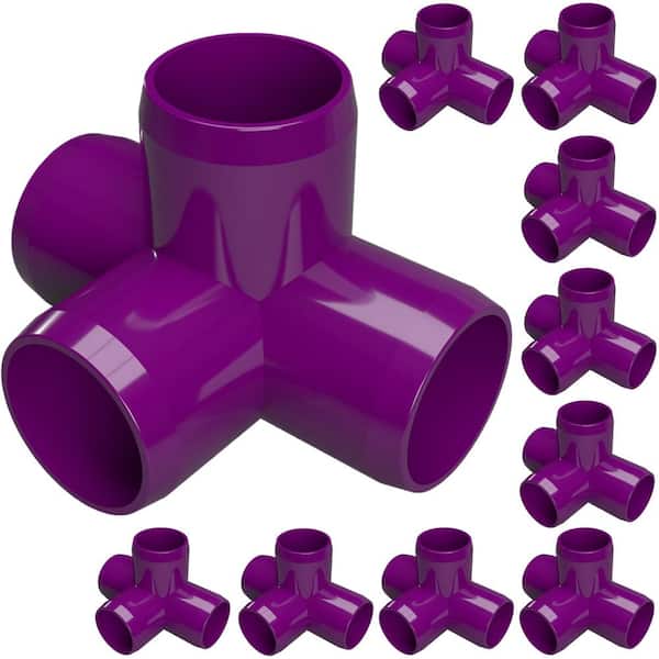Formufit 1/2 in. Furniture Grade PVC 4-Way Tee in Purple (10-Pack)