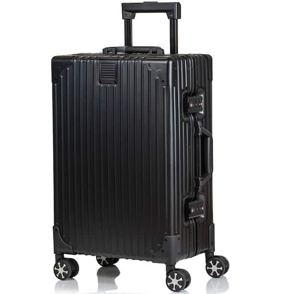 CHAMPS Elite 21 in. Black Aluminum Luggage Carry-on with Spinner Wheels ...