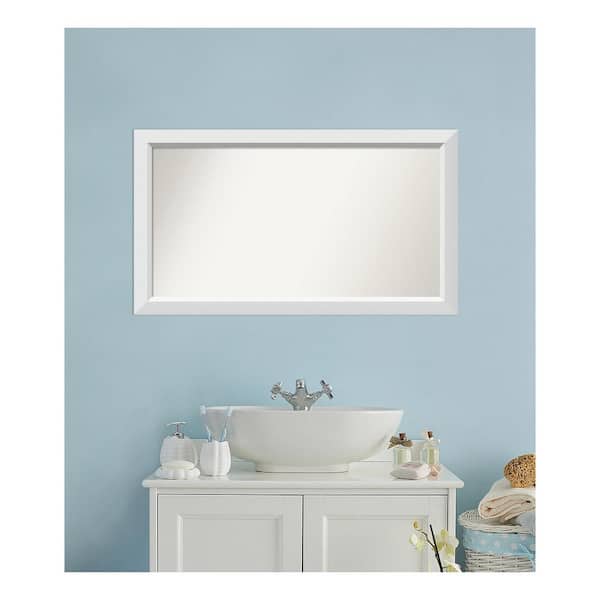 Amanti Art Blanco White 42.25 in. x 24.25 in. Custom Non-Beveled Wood Framed Bathroom Vanity Wall Mirror