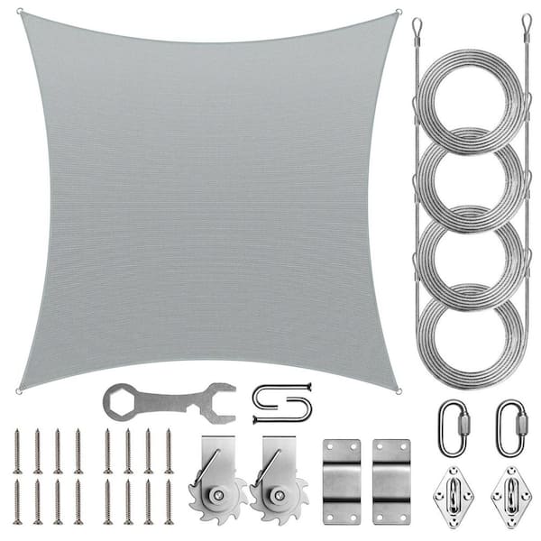 14 ft. x 14 ft. Square Sun Shade Sai Canopy with Hardware TAWAL-Gray