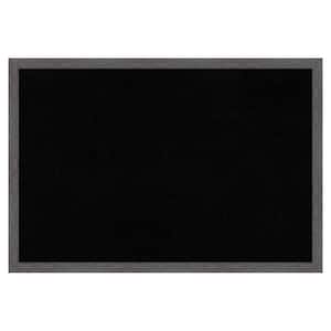 Pinstripe Plank Grey Thin Framed Black Corkboard 38 in. x 26 in. Bulletine Board Memo Board