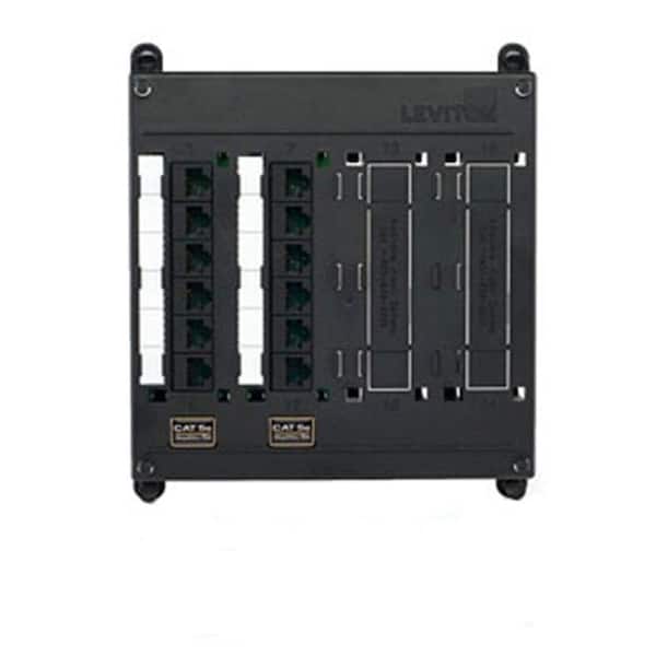 Leviton Structured Media Twist and Mount Patch Panel with 12 Cat 5e Ports, Black