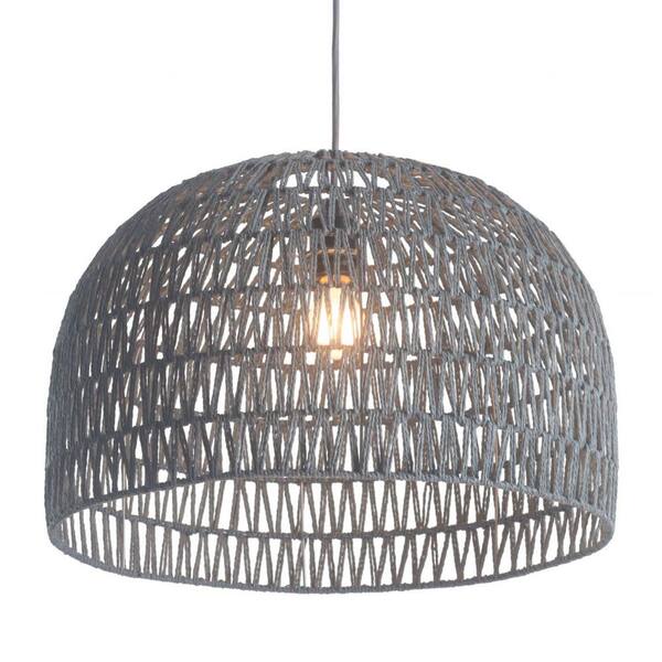 HomeRoots Julia 13.8 in. Gray Indoor Ceiling Lamp 2000391884 - The