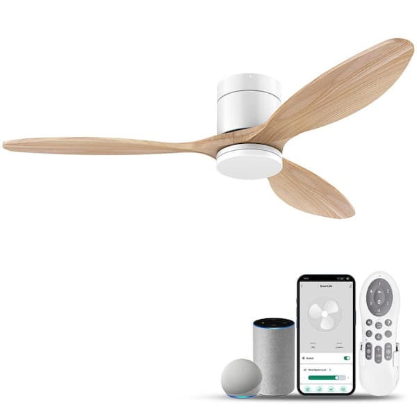 52 in. Smart Outdoor Indoor Gold White Ceiling Fans with Lights Remote, Alexa Google Voice App, Quiet DC Motor