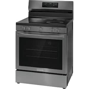 Gallery 30 in 5 Burner Element Freestanding Range in Black Stainless Steel with True Convection and Air Fry