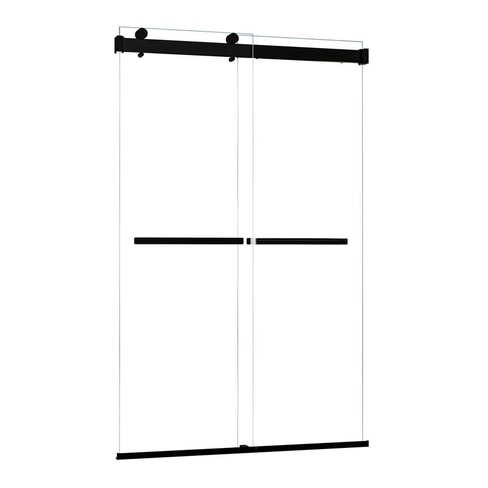 Matte Black Frameless Shower Door with Clear Glass, 48" W x 76" H