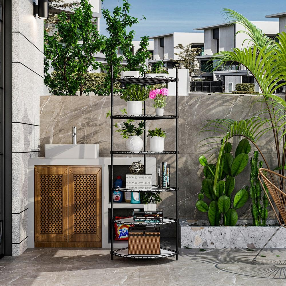 Tunearary Plant Stand Metal Black Wire Shelving Unit with Wheels