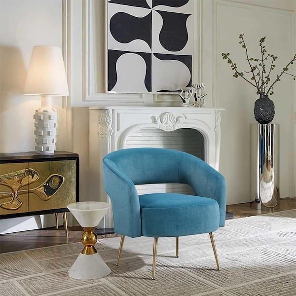 Amellia Velvet Upholstery Dark Teal Accent Arm Chair