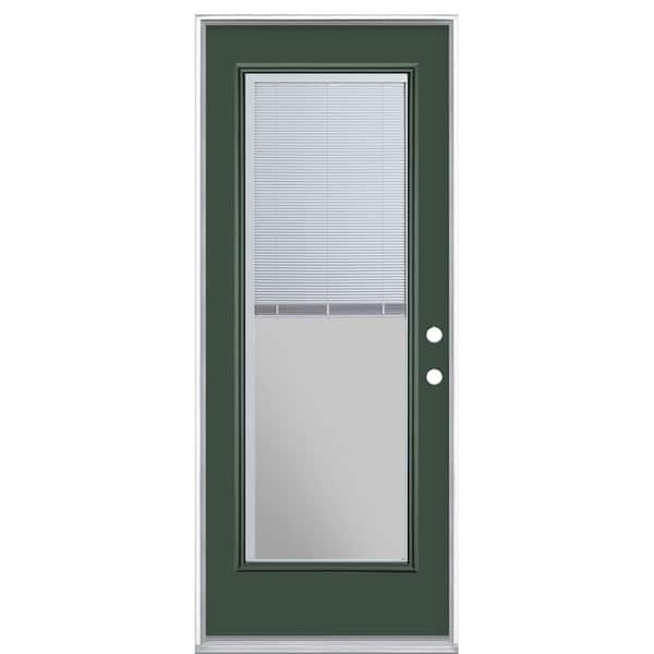 Masonite 32 in. x 80 in. Mini Blind Left Hand Inswing Painted Steel Prehung Front Exterior Door No Brickmold