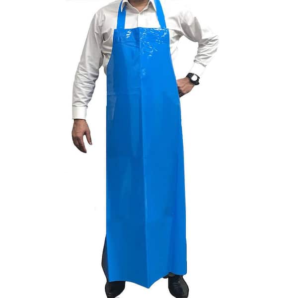 KLEEN HANDLER Blue, 35X47 In. 7.8 Mil Reusable Heavy Duty TPU Bib Thick Apron, Waterproof & Oil Resistant, Smooth Finish (1-Pack)