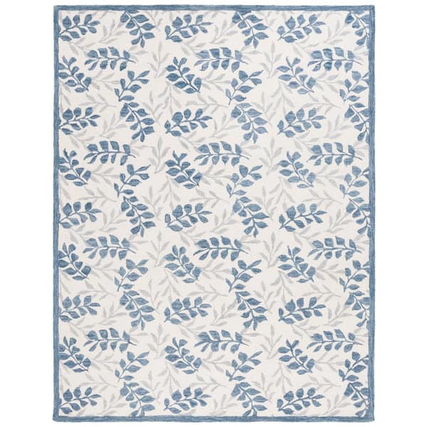 Martha Stewart Ivory/Gray 4 ft. x 6 ft. Border Abstract Floral Area Rug