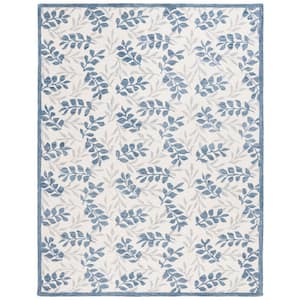 Martha Stewart Ivory/Gray 5 ft. x 8 ft. Border Abstract Floral Area Rug