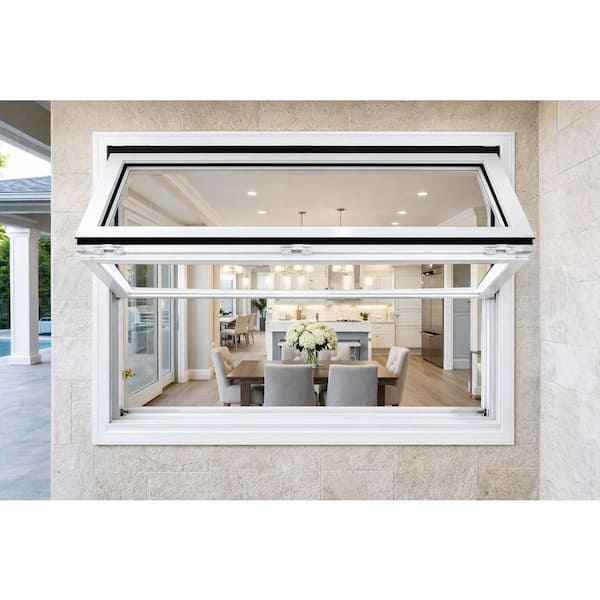 TEZA DOORS 71.5 in. x 41.5 in. Awning White Tempered Fold-Up