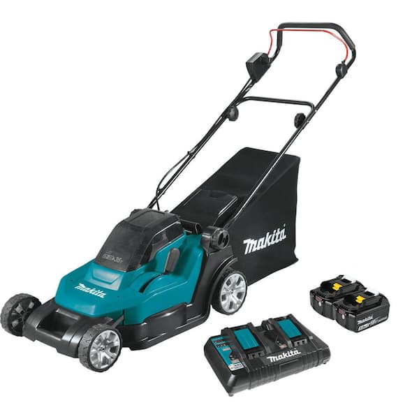 Makita 18-Volt X2 (36V) LXT Lithium-Ion 17 in. Walk Behind Residential Lawn Mower Kit (5.0Ah) XML05PT - The Home Depot