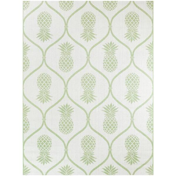 Hampton Bay Pineapple Green 9 ft. x 12 ft. Indoor/Outdoor Patio Area Rug