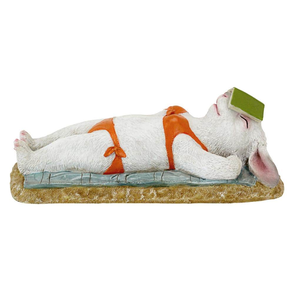Hand-Painted Resin Beach Bunny Garden Statue
