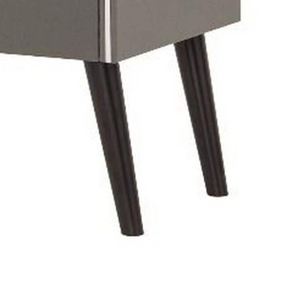Gray and Brown Curved Edge 1 Drawer Nightstand with Chrome Trim