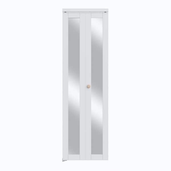 23.46 in. x 77.7 in. 1 Lite Mirrored Glass Solid Core Composite MDF White Primed Bi-fold Door with Hardware