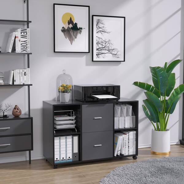 filing cabinet grey wood