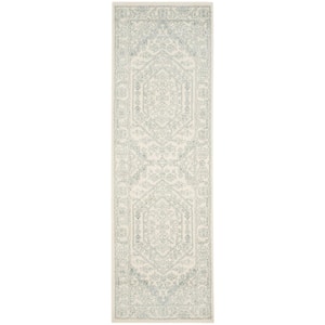 Adirondack Ivory/Slate 3 ft. x 18 ft. Border Runner Rug