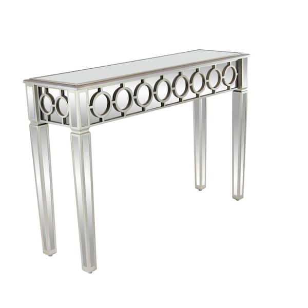 Litton Lane 47 In Polished Silver, Sophie Mirrored Console Table
