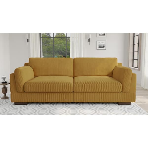 Uixe 90 in. Square Arm Corduroy Fabric Rectangle Upholstered 2 