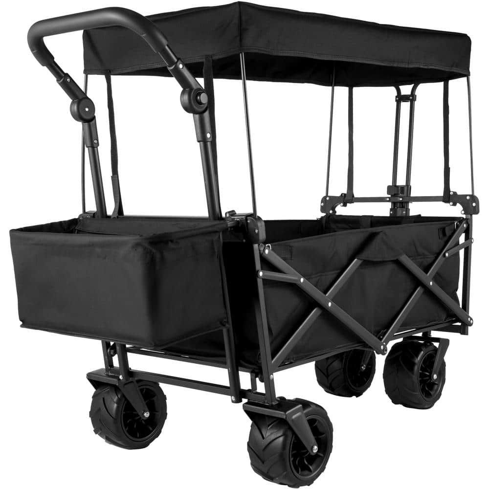 VEVOR 3 cu.ft. Collapsible Folding Outdoor Wagon Cart 600D Oxford Polyester Foldable Steel Camping Folding Garden Cart, Black -  Tc61O0fXHa2tOC0