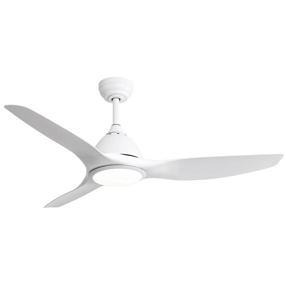 52 in.White Indoor Ceiling Fan with 22W LED Light, 3 ABS Fan Blades DC Moto
