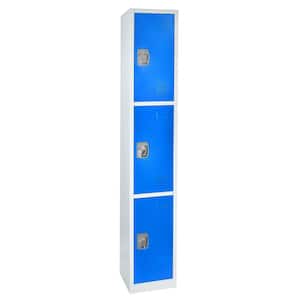 629-Series 72 in. H 3-Tier Steel Key Lock Storage Locker Free Standing Cabinets for Home, School, Gym in Blue (2-Pack)