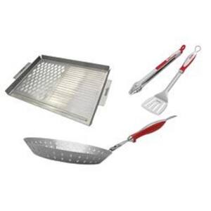 Revelry Stainless Steel BBQ Grill Tool Set with Cooking Skillet Kit
